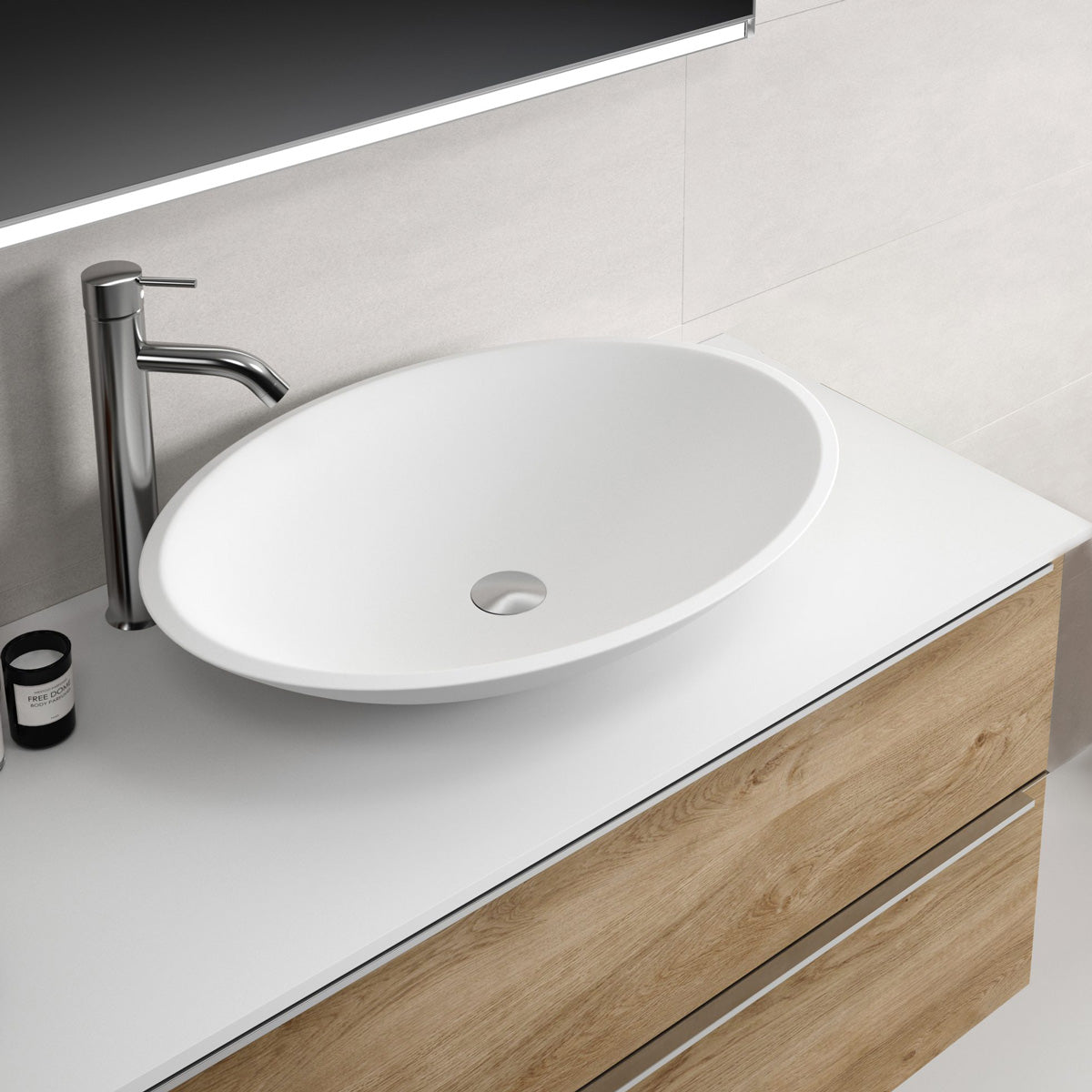Bänkskiva Solid Surface Tenfors 80x45 cm Vit Matt