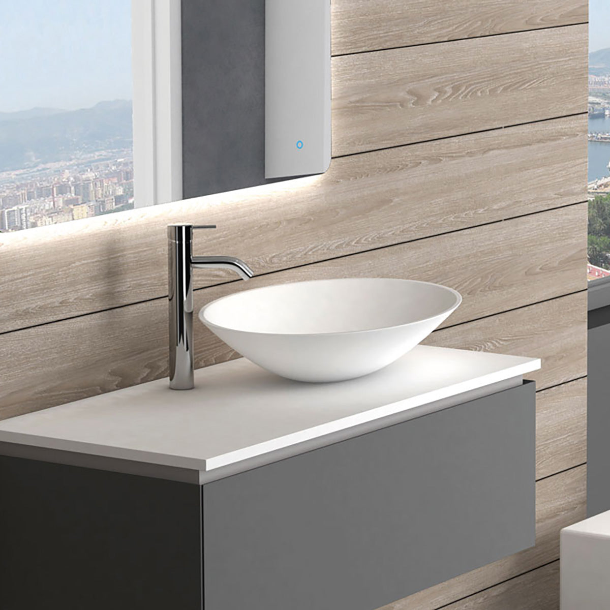 Bänkskiva Solid Surface Tenfors 80x45 cm Vit Matt