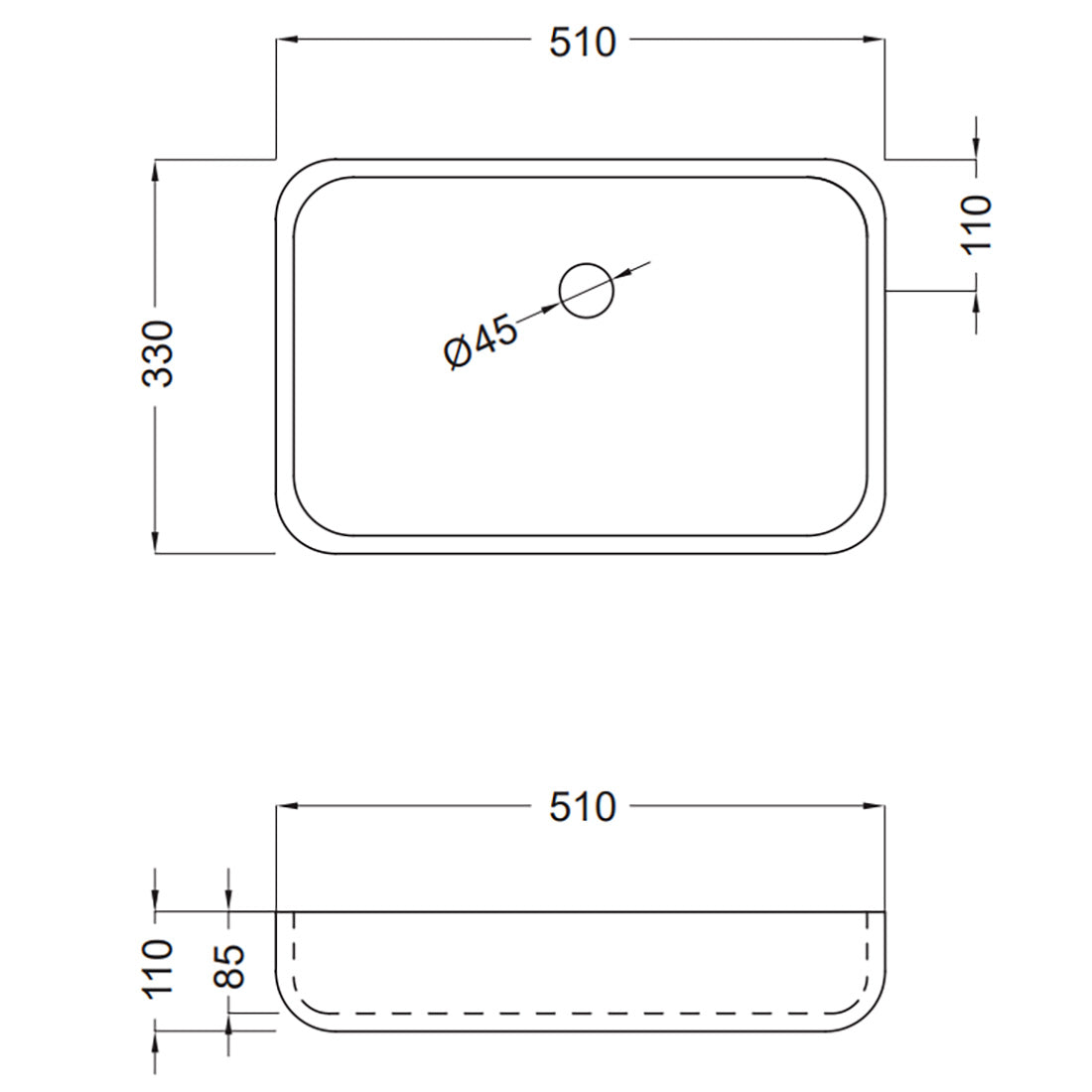 Fristående Tvättställ Solid Surface Tenfors Milos 51x33 cm Vit Matt