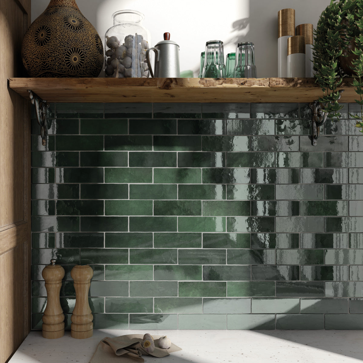 Provbit Kakel Creativa Moss Green Blank 6,5x20