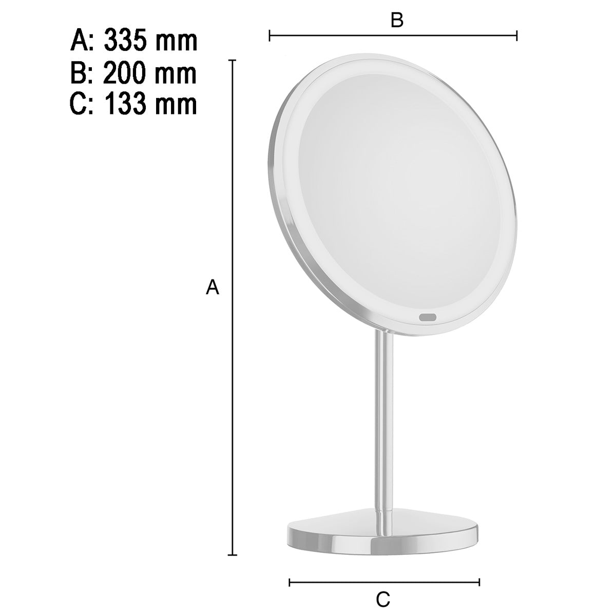 Sminkspegel Smedbo Glow Fristående LED Krom Blank