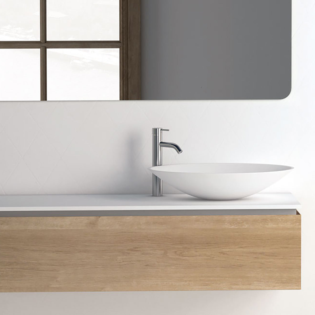 Bänkskiva Solid Surface Tenfors 120x45 cm Vit Matt