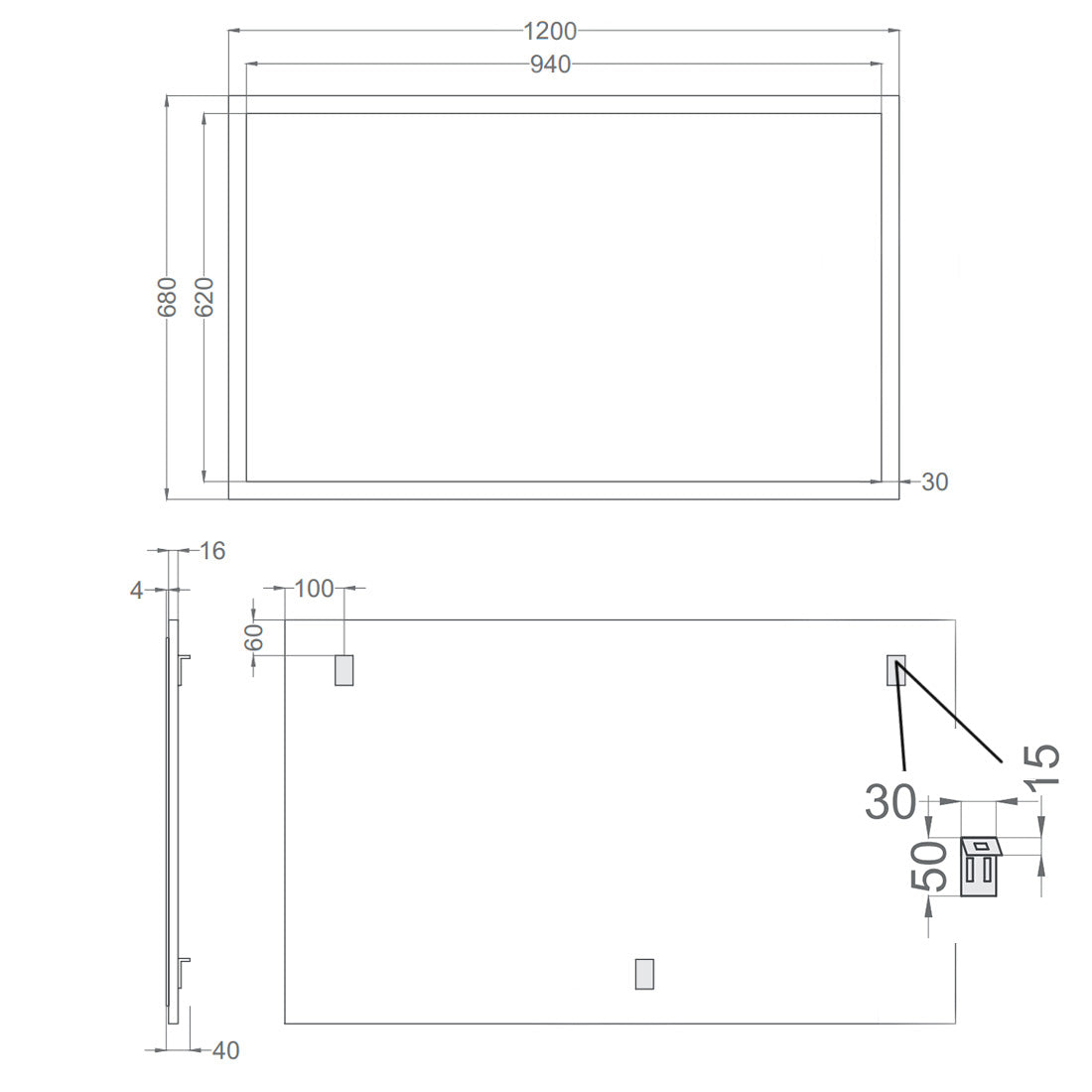 Badrumsspegel 120x68 cm Tenfors Allmoge Antracit