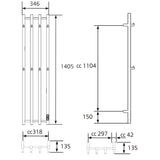 Handdukstork Hafa Grace 340x1400 Rostfri Blank