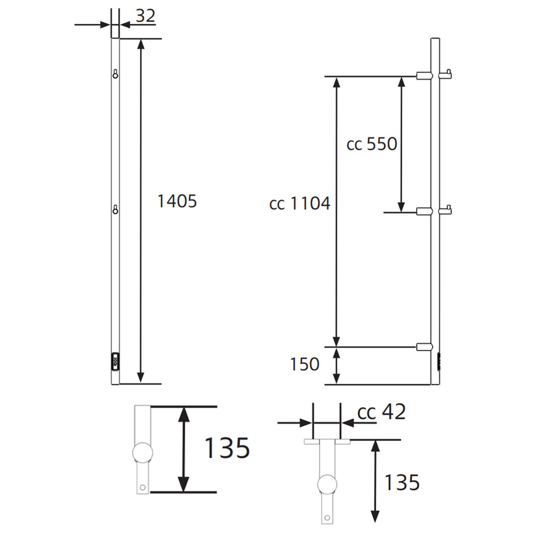 Handdukstork Hafa Grace 75x1400 Svart