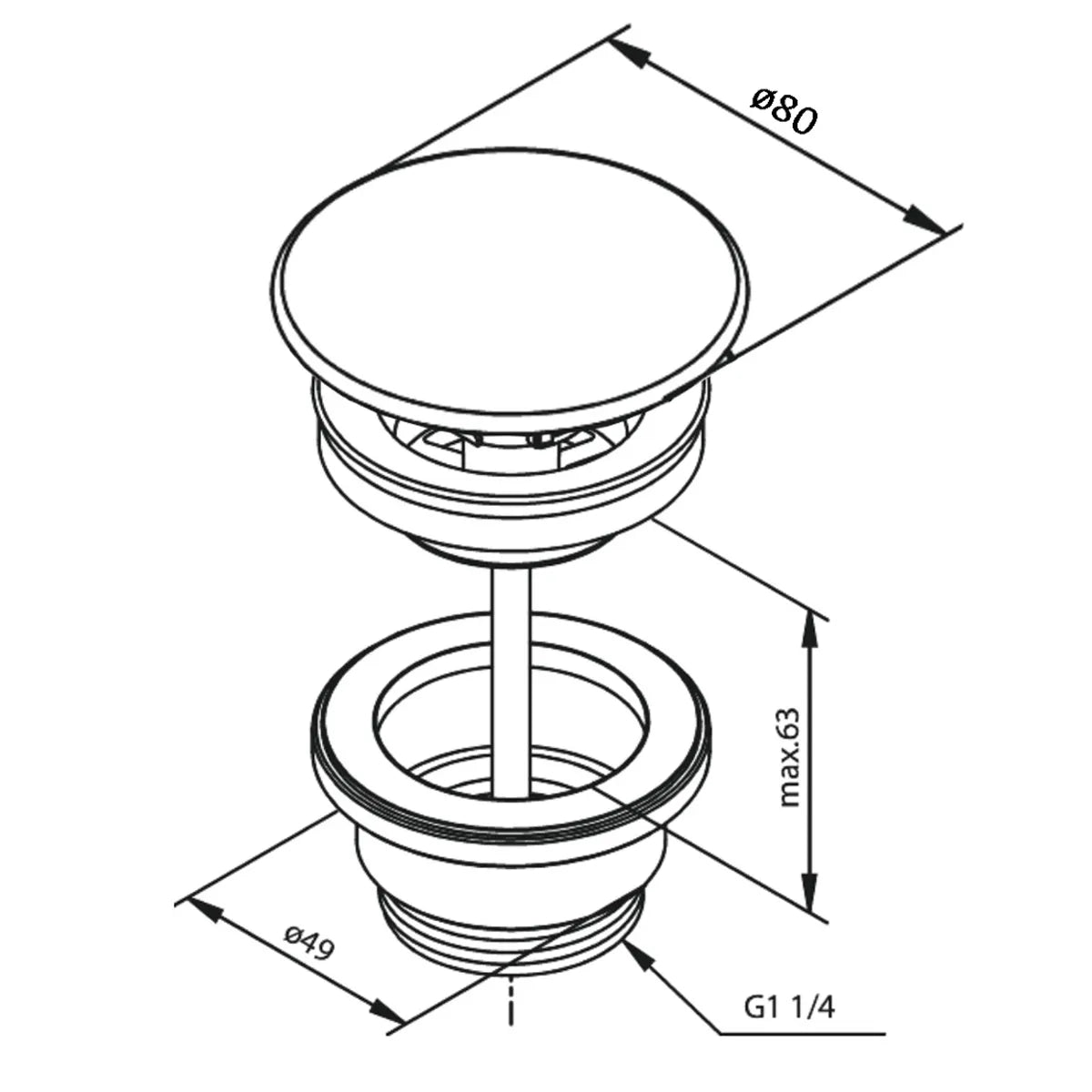 Bottenventil Tenfors Moon Pop-Up Antracit Matt