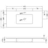 Tvättställ Solid Surface Tenfors Alpin 60 cm Vit Matt