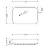 Fristående Tvättställ Solid Surface Tenfors Milos 51x33 cm Vit Matt